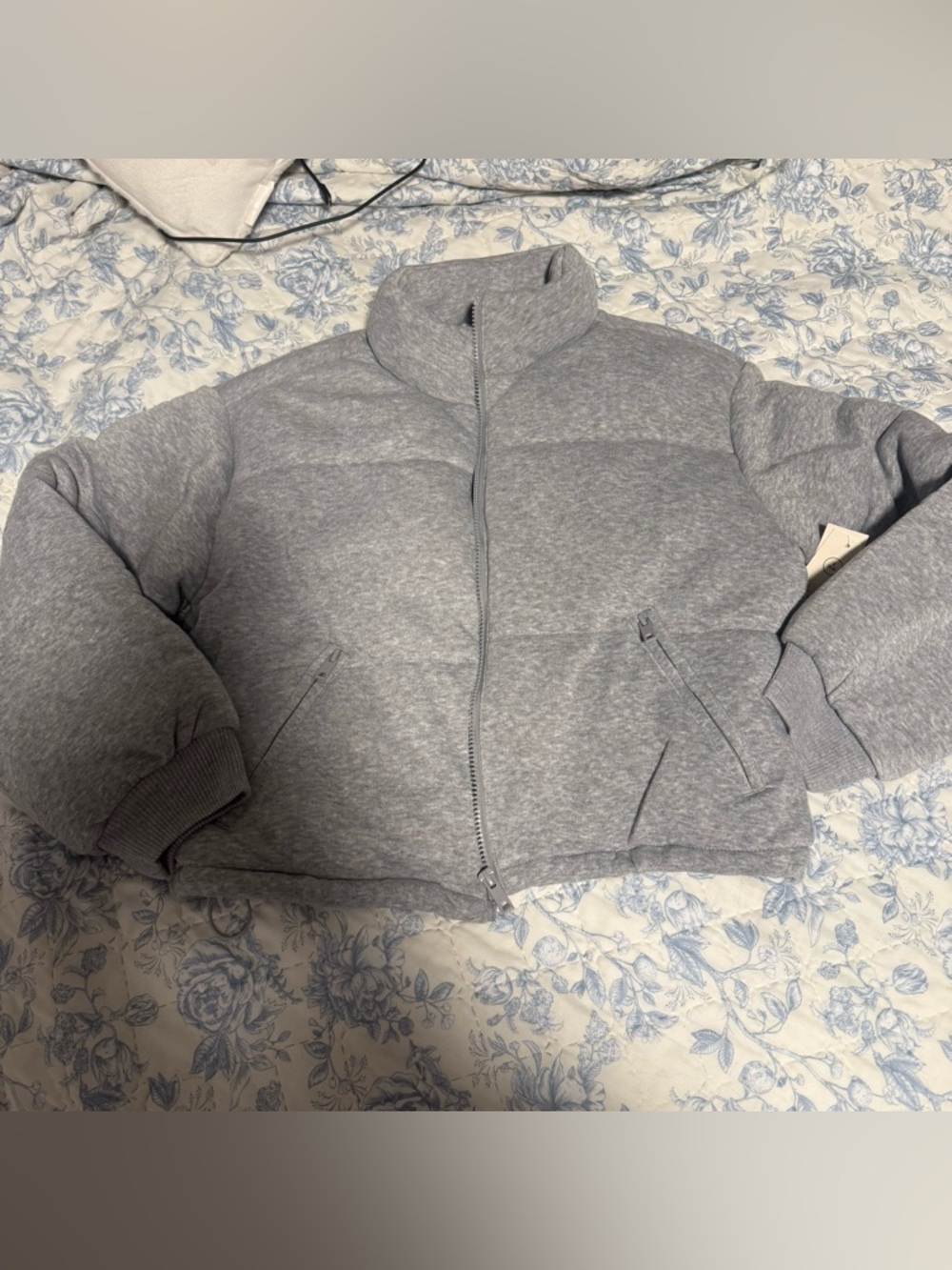 No Boundaries Light Heather Grey Puffer Jacket